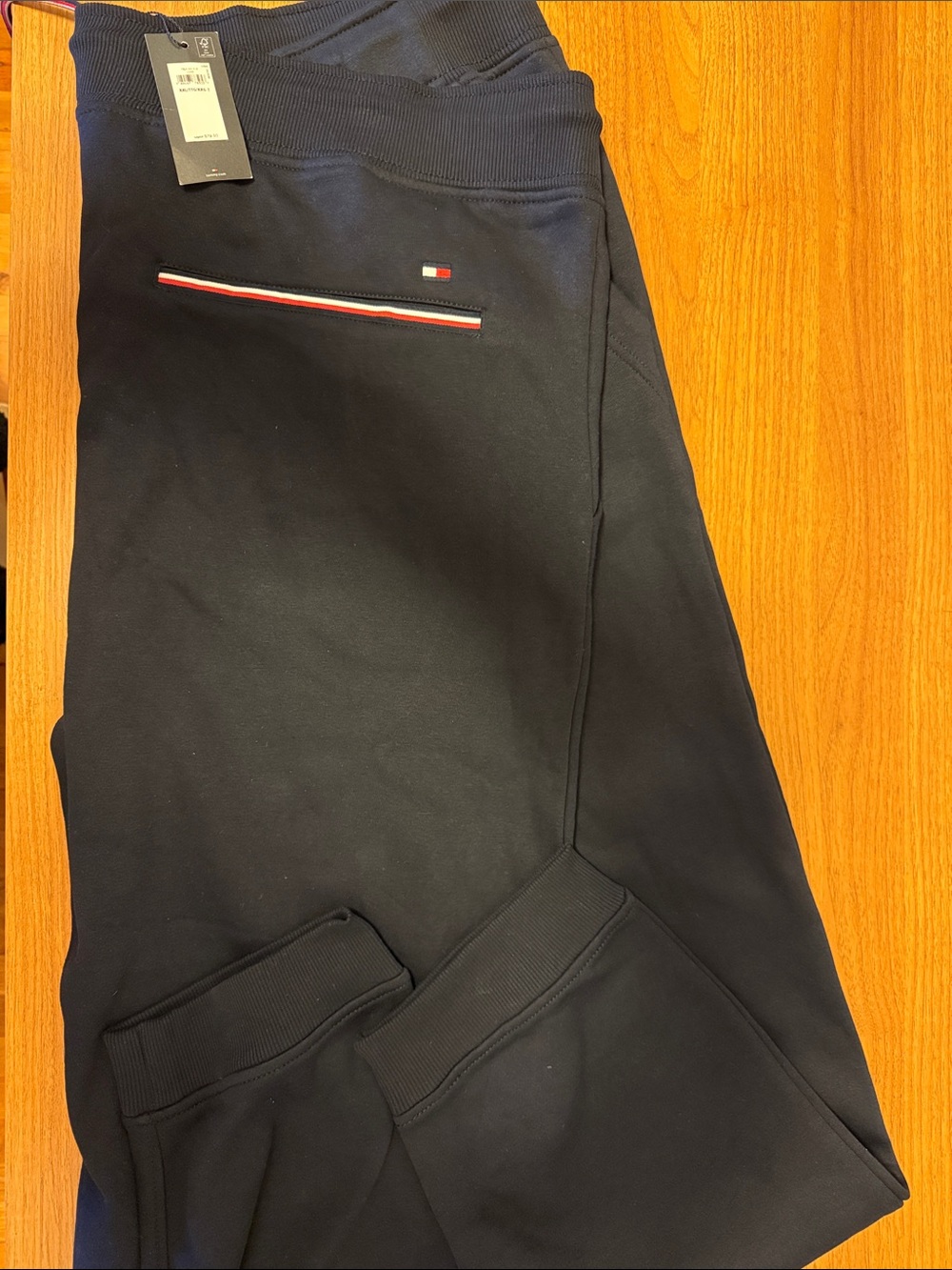 Tommy Hilfiger Black Navy Jogger Pants with Signature Trim